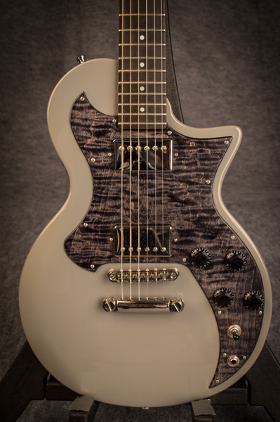 gray guitar black pickguard